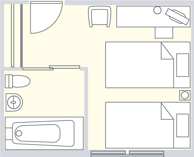 デラックスツインルームの間取り