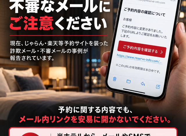 「予約サイトを装った不審メールにご注意ください」